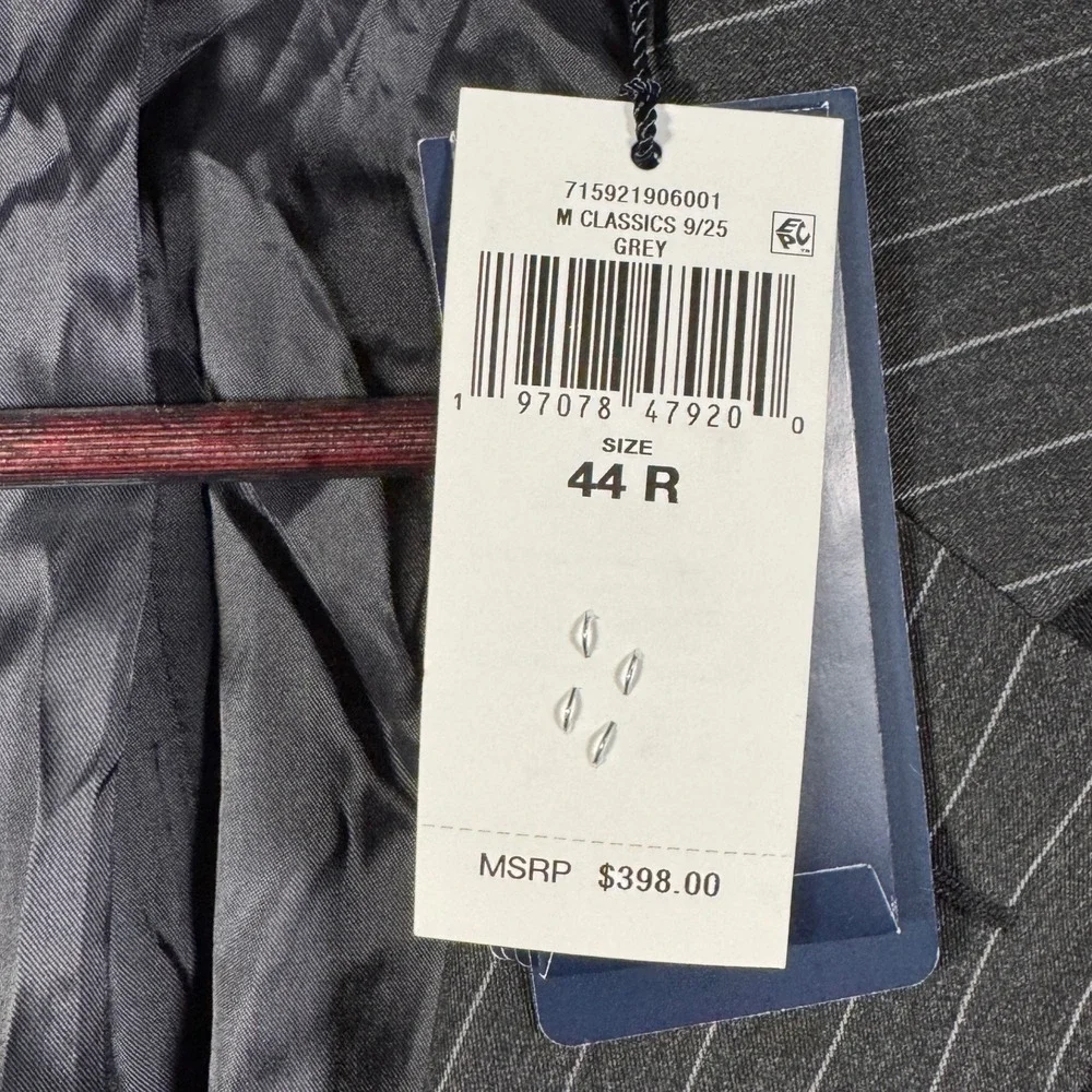 Polo Ralph Lauren Suit Jacket Mens 44R Gray Pinstripe Performance Wool $398